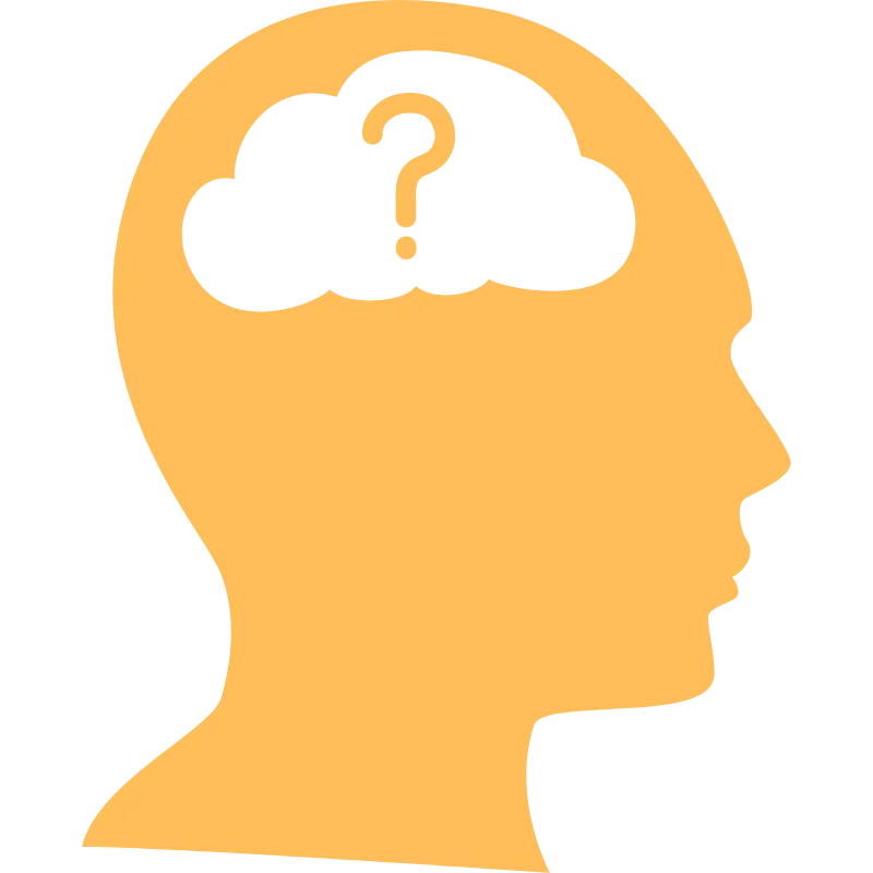 Ícone de cérebro com ponto de interrogação